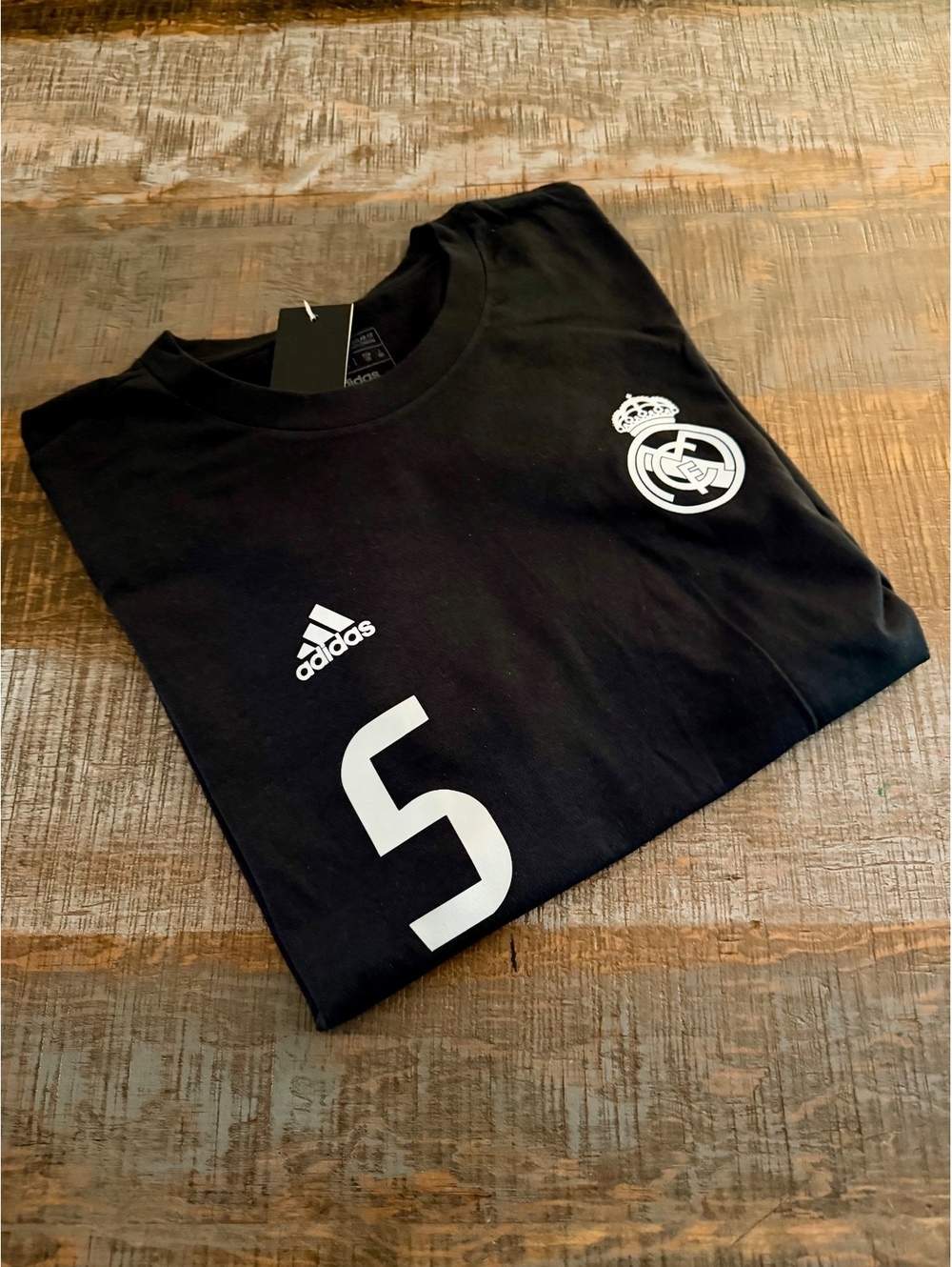 Small Adidas Real Madrid Black Cotton T-shirt Bellingham #5